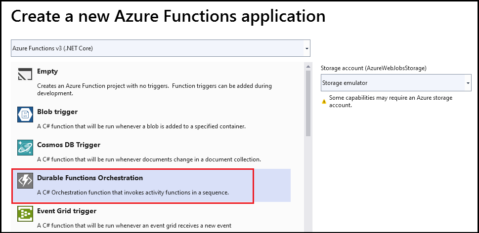 Create Azure Durable Function in Visual Studio