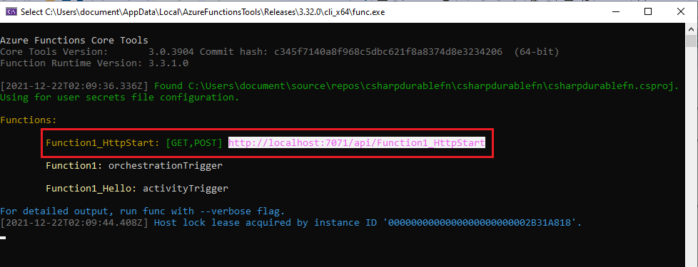 Create Azure Durable Function in Visual Studio