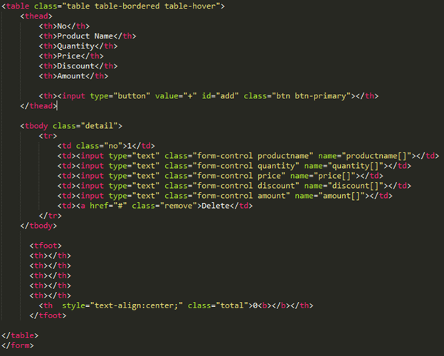 Create Dynamic Invoice Form Using PHP