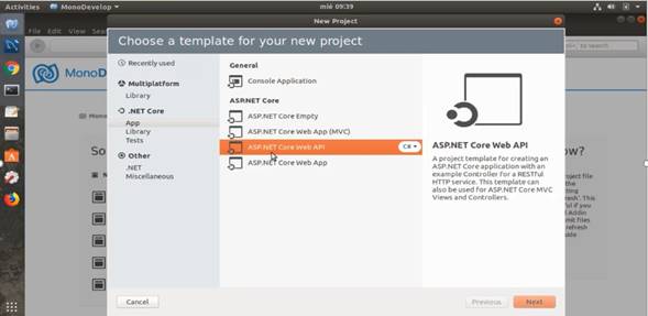 Create .NET Core Web API (C#) In MonoDevelop On Ubuntu 18.04