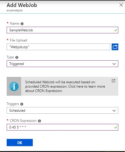 Create Or Update Excel Sheet From Azure Web Job