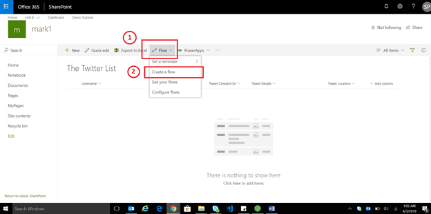 Create SharePoint List Items From Twitter Hashtags