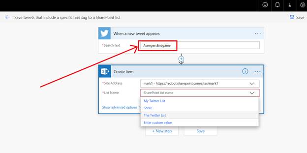 Create SharePoint List Items From Twitter Hashtags