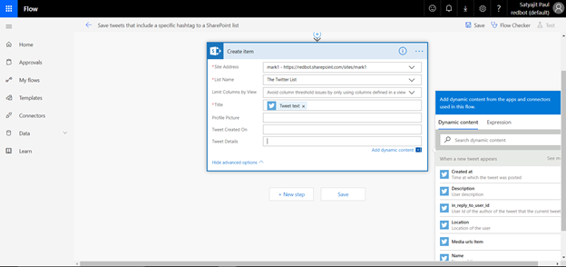 Create SharePoint List Items From Twitter Hashtags