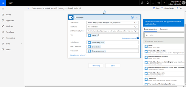 Create SharePoint List Items From Twitter Hashtags