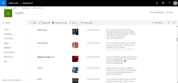 Create SharePoint List Items From Twitter Hashtags