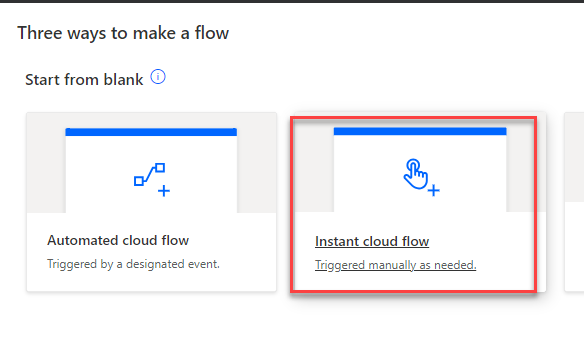 Create a instant cloud flow