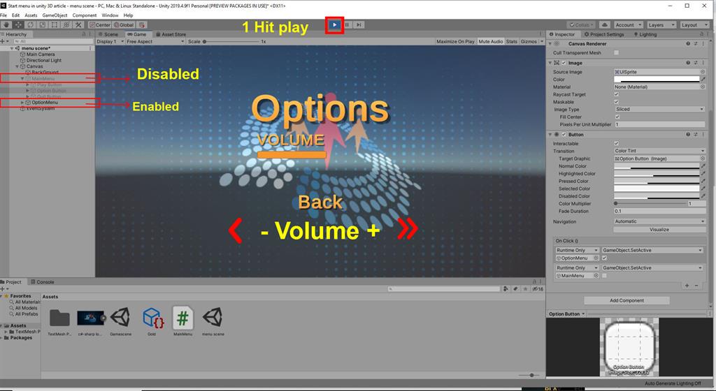Create A Start Menu Scene Using C# Script In Unity 3D