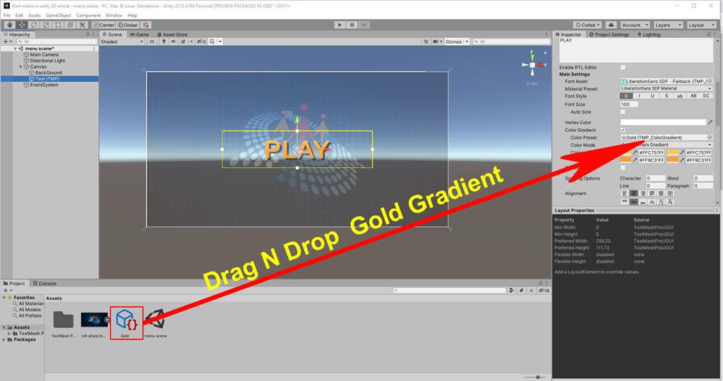 Create A Start Menu Scene Using C# Script In Unity 3D