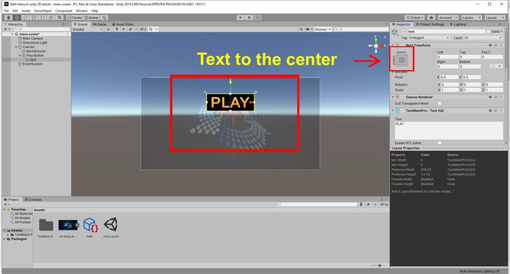 Create A Start Menu Scene Using C# Script In Unity 3D