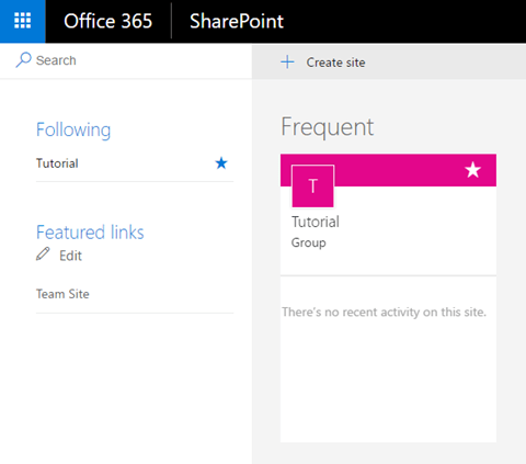 create a new Site in O365