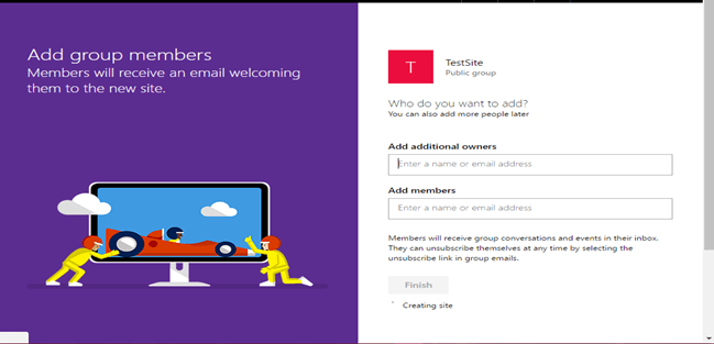 Add group members in team site