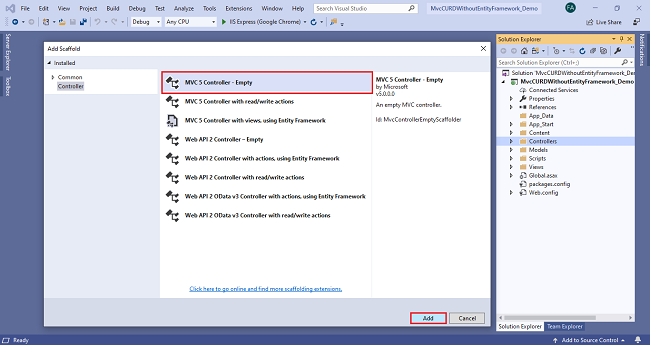 Create Update Read Delete Operation In MVC With ADO.NET