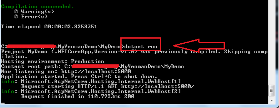 Create Visual Studio Core Application With Yeoman