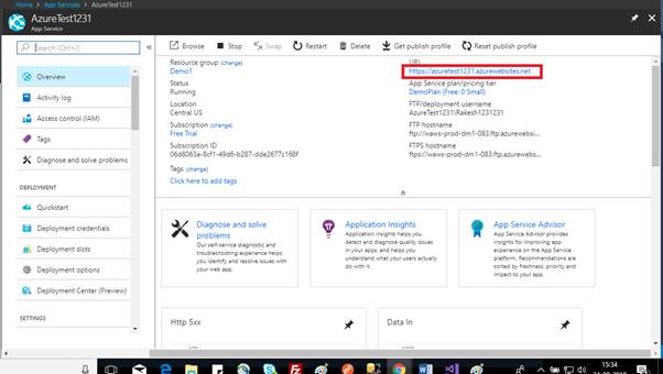 Create Web App In Azure