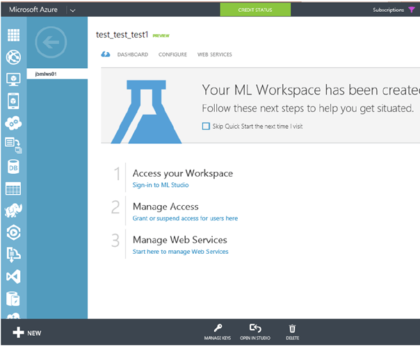 Machine Learning workspace