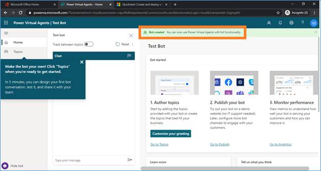 Create Your First Bot Using Microsoft Power Virtual Agents