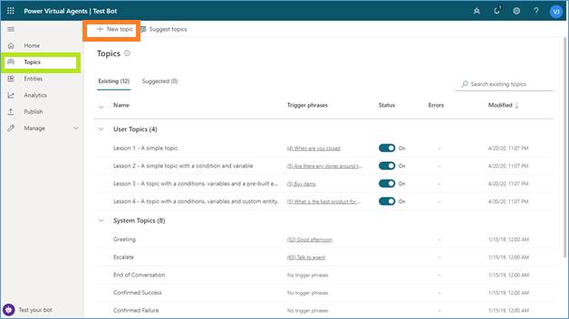 Create Your First Bot Using Microsoft Power Virtual Agents