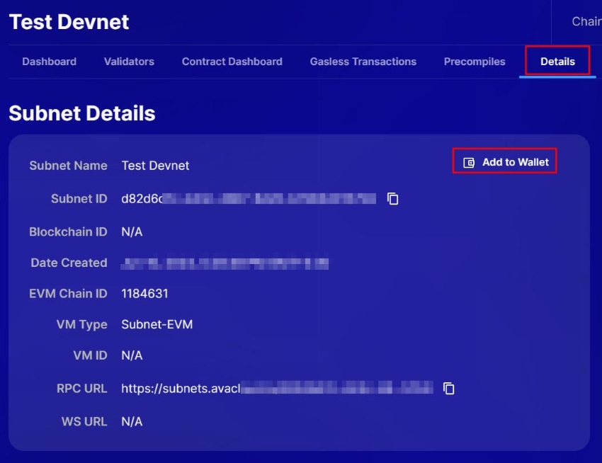 Add Subnet to wallet