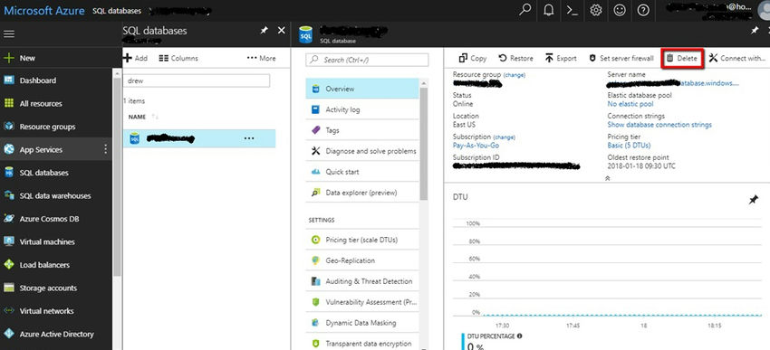 Create, Copy, Rename And Delete SQL Database In Azure