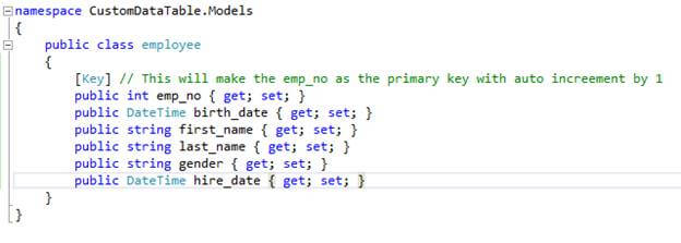 creating a Custom Datatable in MVC using Entity Framework and Jquery / Ajax