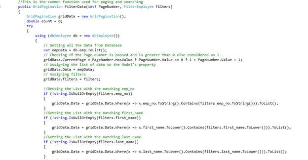 creating a Custom Datatable in MVC using Entity Framework and Jquery / Ajax