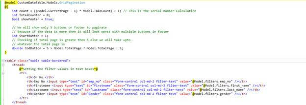 creating a Custom Datatable in MVC using Entity Framework and Jquery / Ajax