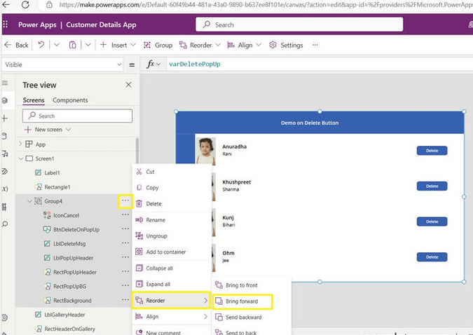 Bring Forward/Backward