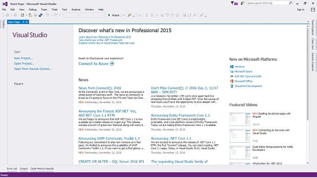 Creating A New .NET Core Web Application Using Visual Studio 2015
