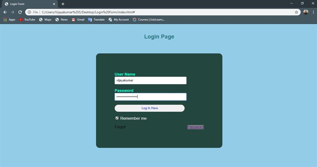 Facebook Login page Design, HTML, CSS