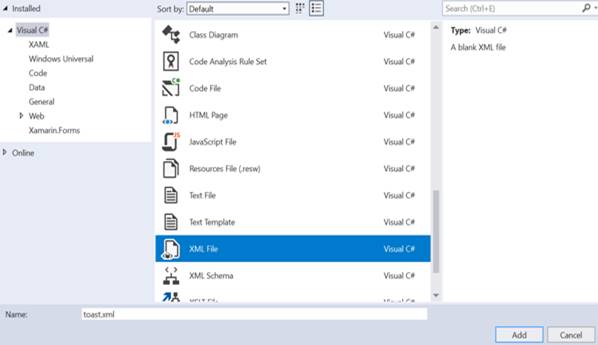 Creating A Toast Notification Containing Image, Selection-Box And Buttons