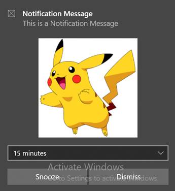 Creating A Toast Notification Containing Image, Selection-Box And Buttons