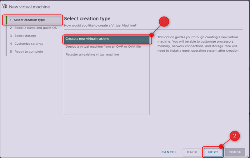 Select creation type