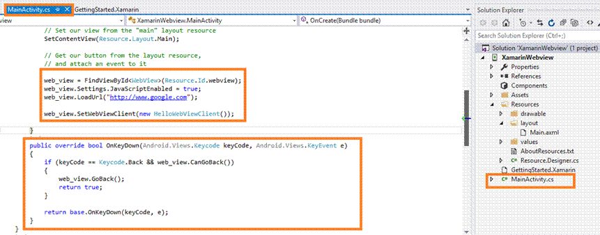 Web View Control in Xamarin