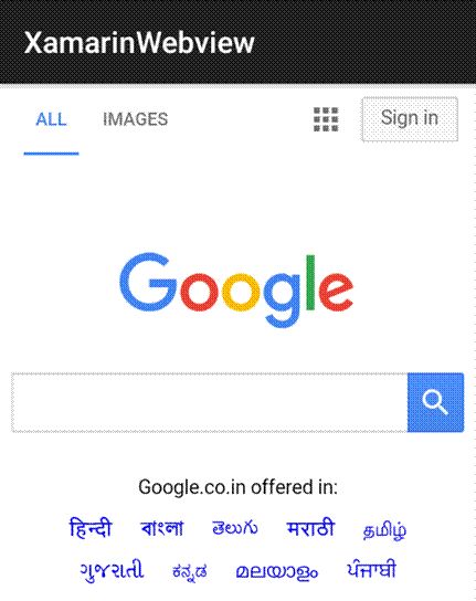 Web View Control in Xamarin