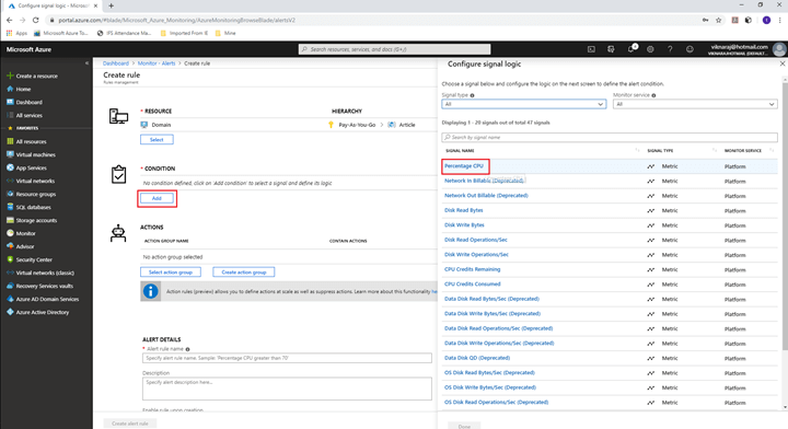 Creating Alerts In Microsoft Azure