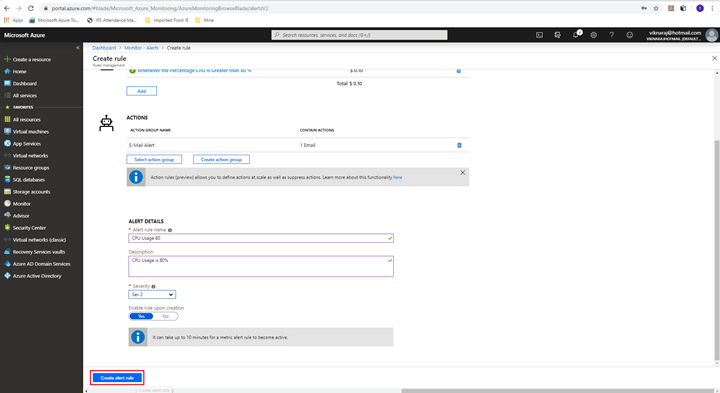 Creating Alerts In Microsoft Azure