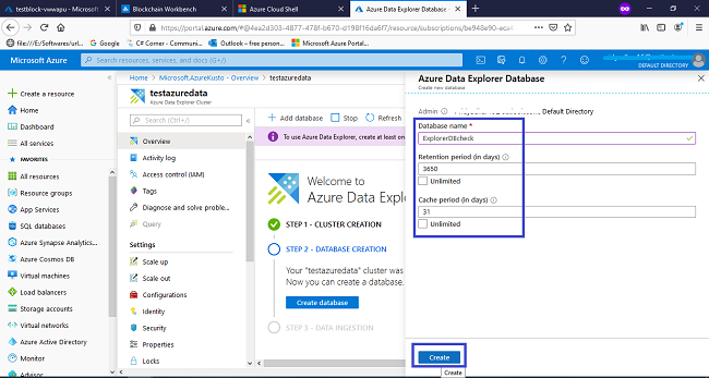 Creating An Azure Data Explorer Cluster And Database In Azure