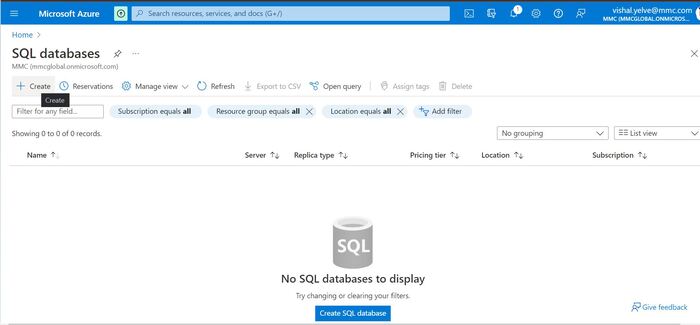 Create SQL Database