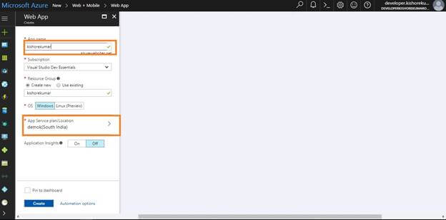 Creating A Web App Service Using Azure