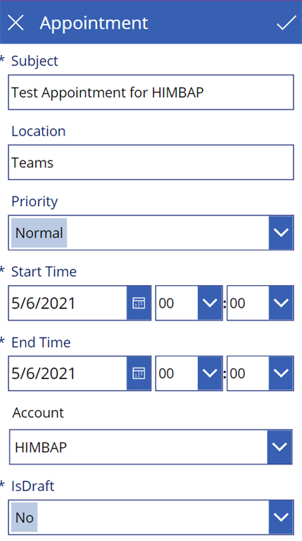 Creating Appointment For Customers Using Canvas App