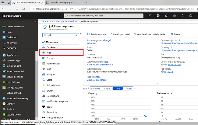 Creating Azure API Management Instance Service