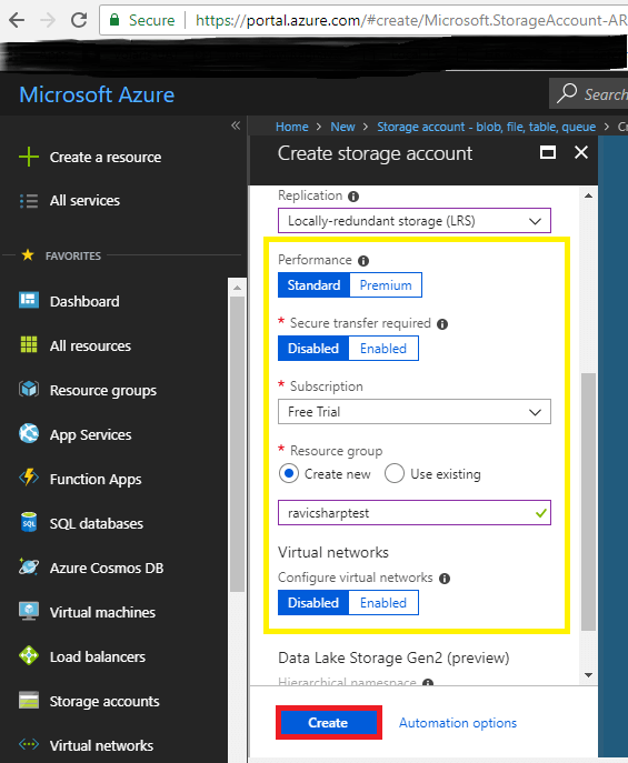 Creating Azure Blobs using ASP.NET Core C# Console Application