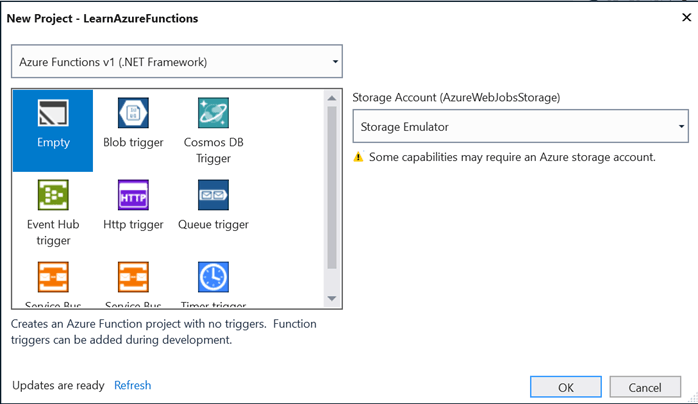 Creating Azure Functions In Visual Studio 2017 - HTTP Triggered Azure Functions
