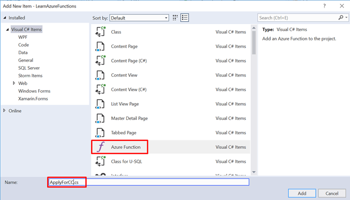 Creating Azure Functions In Visual Studio 2017 - HTTP Triggered Azure Functions