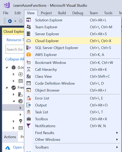 Creating Azure Functions In Visual Studio 2017 - HTTP Triggered Azure Functions