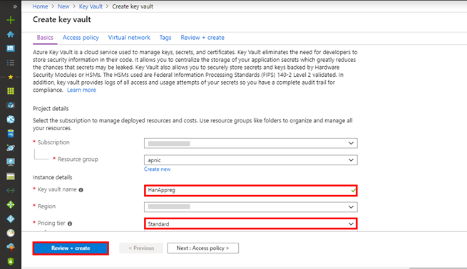 Creating Azure Key Vault And Generating The Master Key