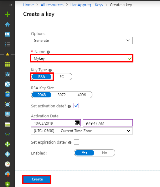 Creating Azure Key Vault And Generating The Master Key