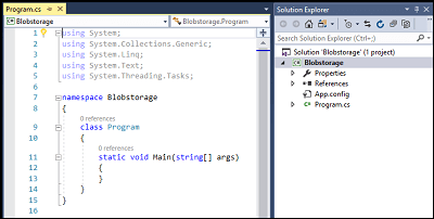 Creating Blob Storage Using Visual Studio