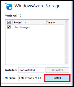 Creating Blob Storage Using Visual Studio